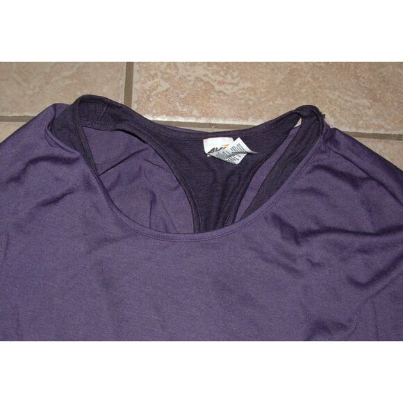 NEW NWT Dark Purple Sz Large (12-14) Soft Stretchy Layered 2 in 1 Tank Top AVIA - Picture 2 of 3